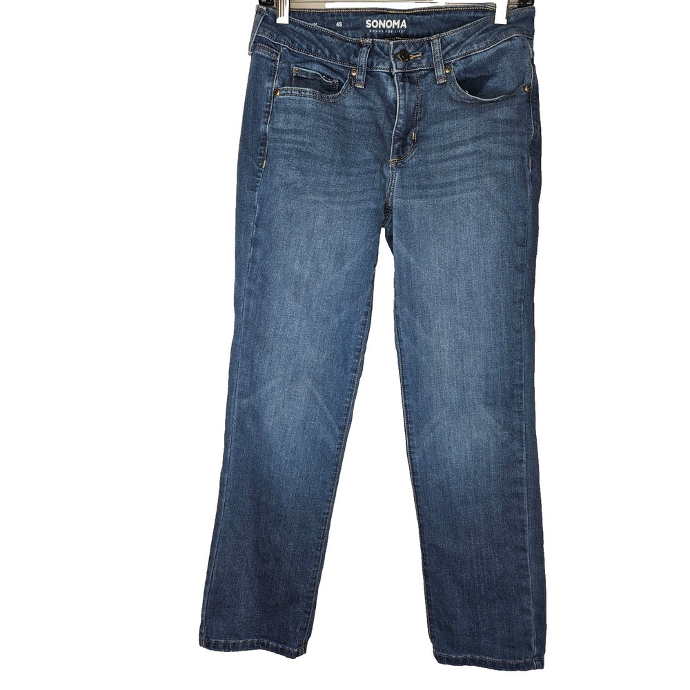 Sonoma Straight Jeans Womens 4S Blue Stretch Mid Rise Denim Classic